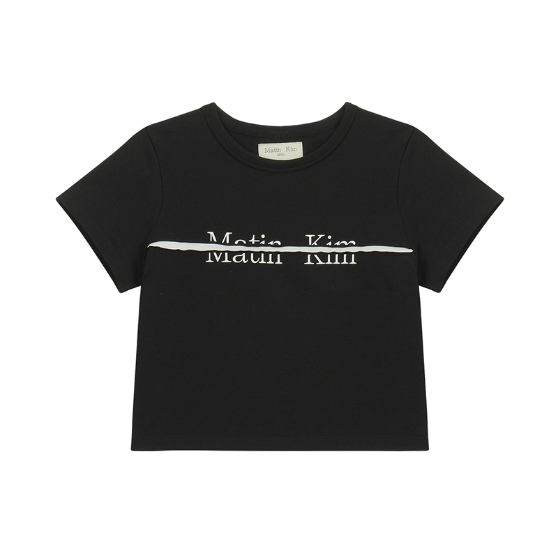 【WE ARE】韓國正品Matin Kim專櫃代購logo裁剪短款休閒T恤 MK2400TS002M